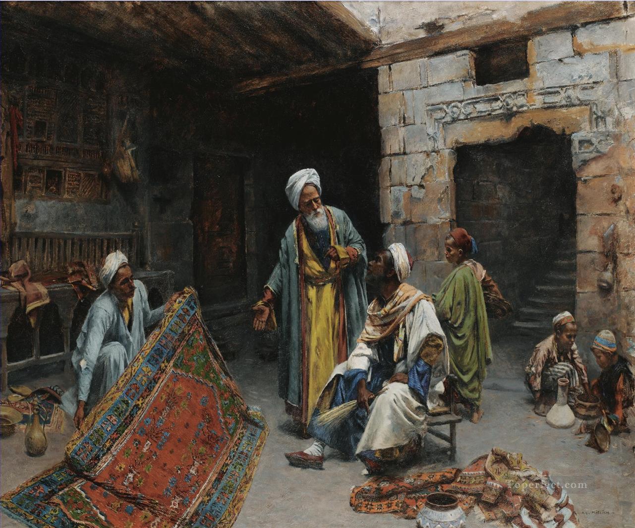 THE CARPET MERCHANT 2 Alphons Leopold Mielich Orientalist scenes Oil Paintings